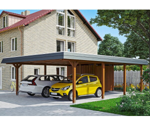 Skan Holz Doppelcarport Wendland 630x879 cm 216 cm Einfahrtshöhe braun