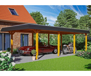 Skan Holz Einzelcarport Wendland 409x870 cm 210 cm Einfahrtshöhe hellbraun