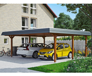 Skan Holz Doppelcarport Wendland 630x637 cm 216 cm Einfahrtshöhe braun