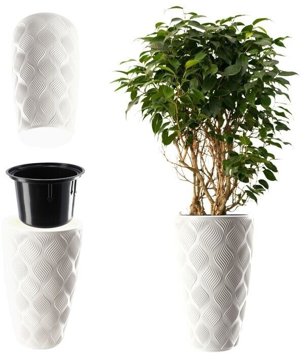 Kadax Pot de plante avec insert 58,5 cm blanc
