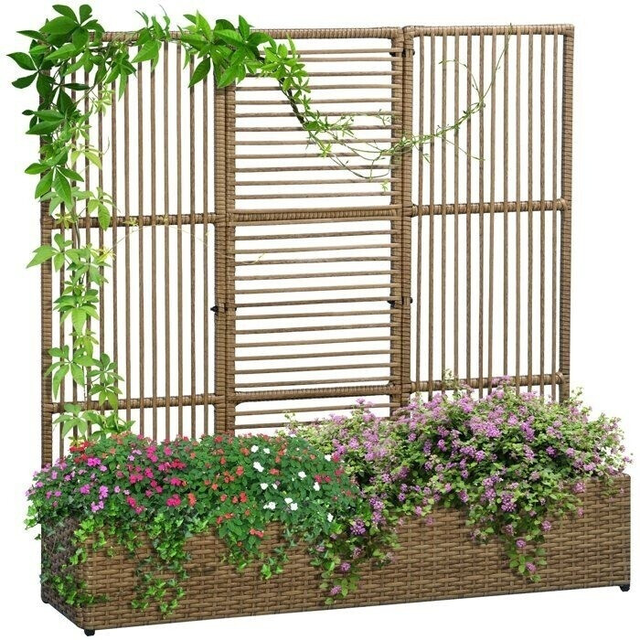 Outsunny Jardinière avec treillis haut 103 x 29 x 103 cm marron