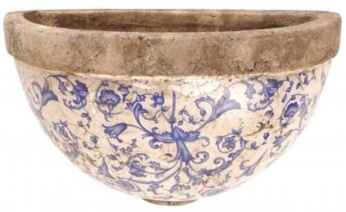 Esschert Jardinière murale demi-lune 28 x 17 x 12 cm bleue