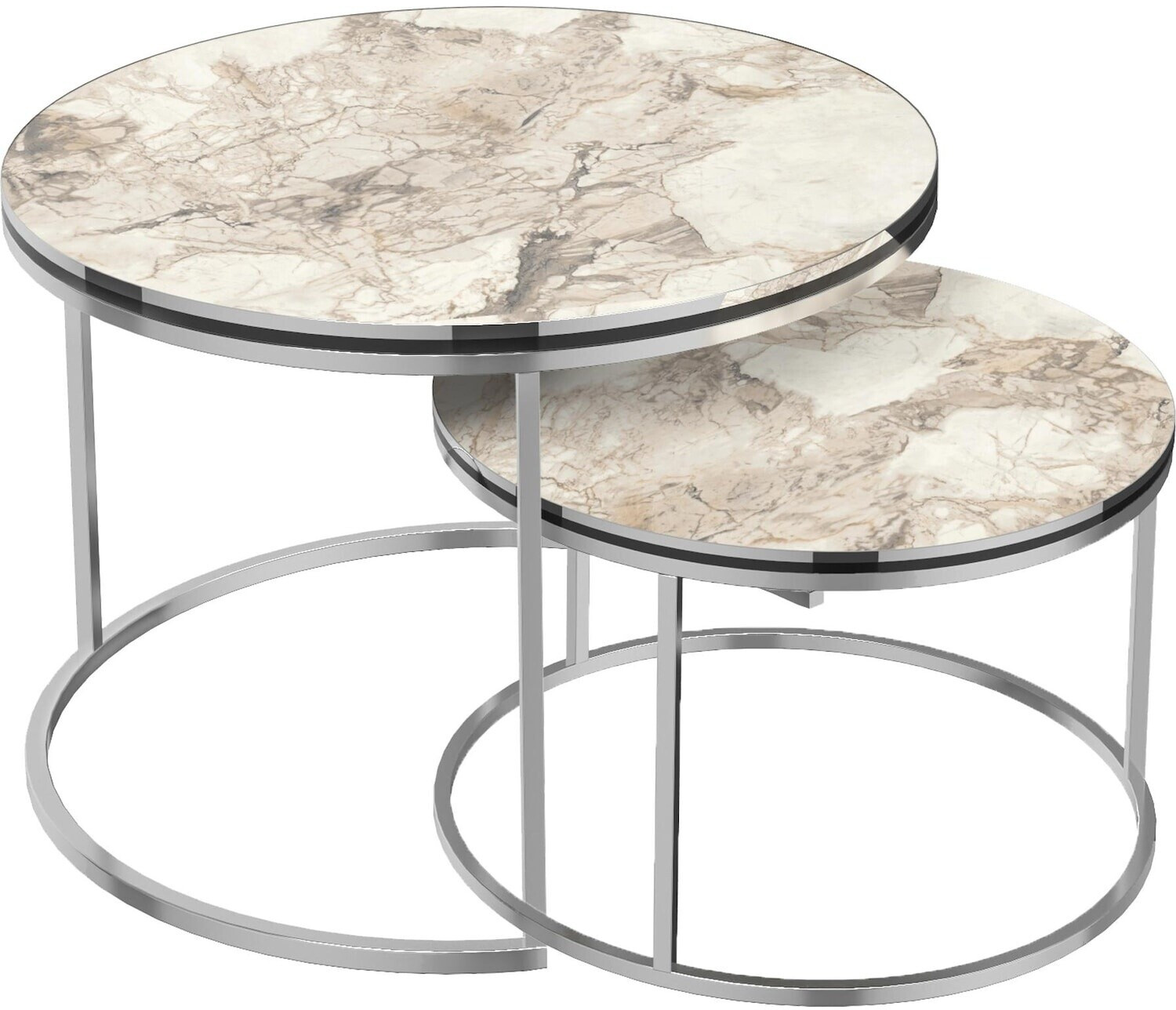 en.casa 2 Set Skagen Ø50x70 / Ø43x60 cm marble white-silver