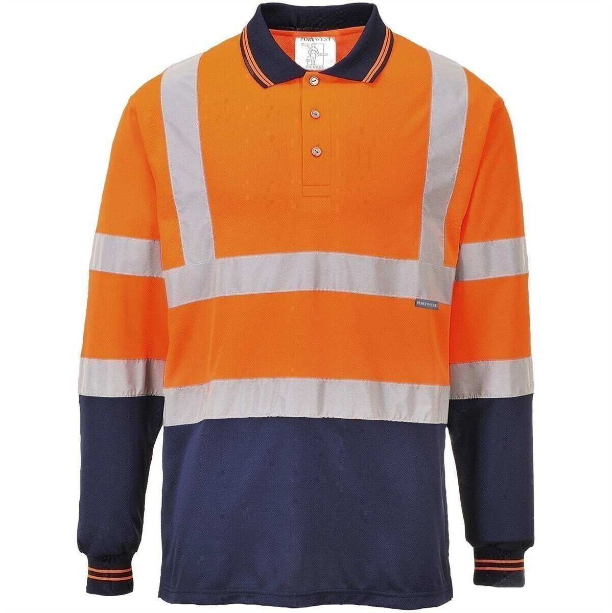 Portwest Warning protectionLongsleeve Poloshirt S279 orange/marine