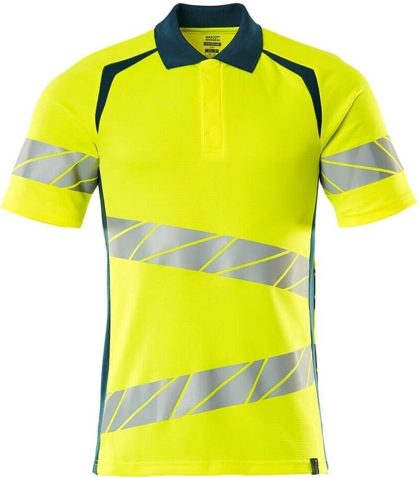 Mascot Workwear Warning protection Polo-Shirt ACCELERATEAFE UV-protection yellow/dark petroleum
