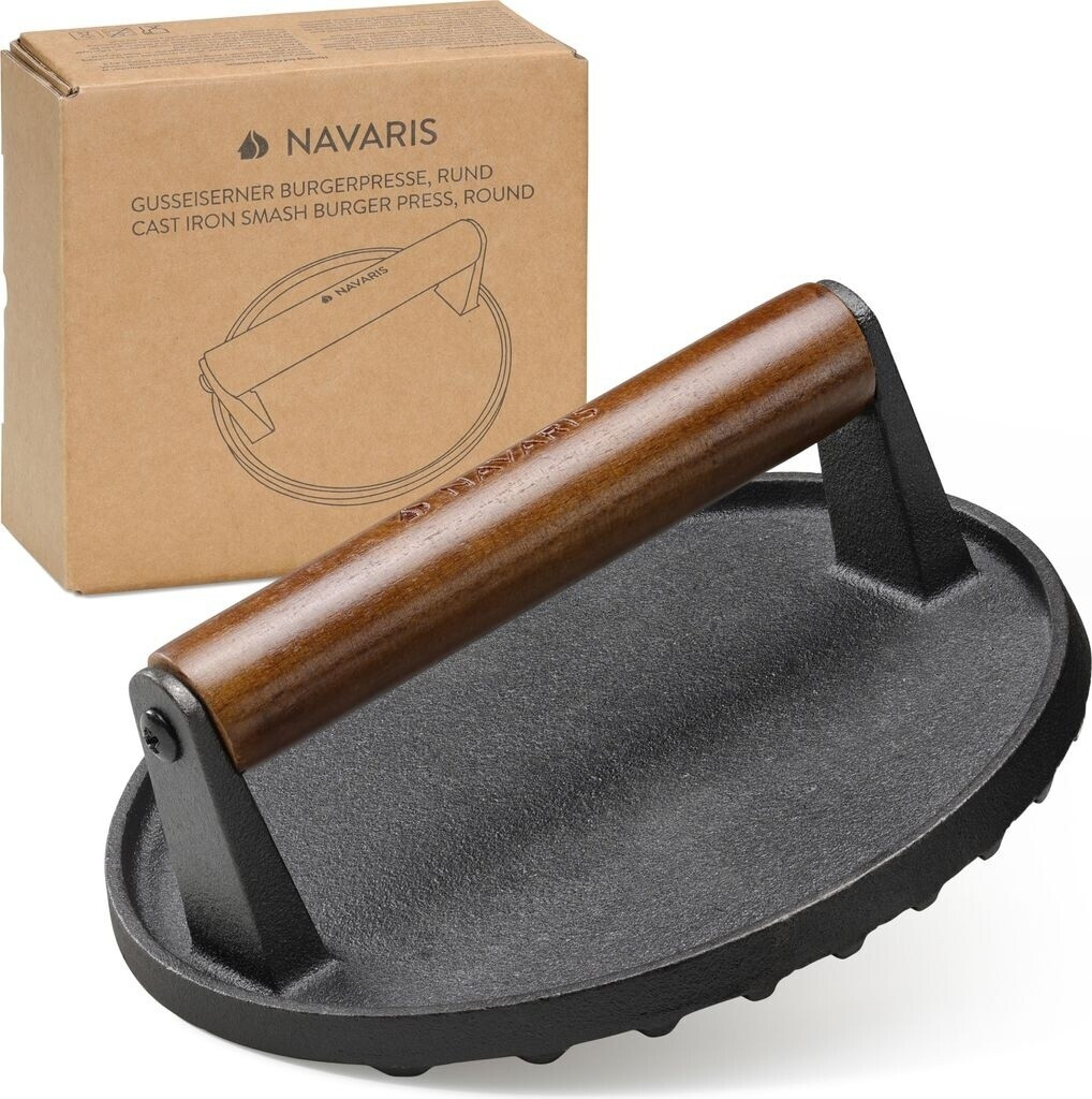Navaris Smashed Burger Presse Gusseisen 17,5 x 17,5 cm