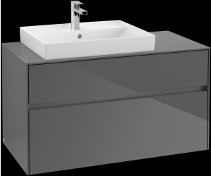 Villeroy & Boch Collaro - Waschtischunterschrank 1000x548x500mm LED 2 Auszüge Becken li glossy grey (C017B0FP)