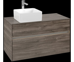 Villeroy & Boch Collaro - Waschtischunterschrank 1000x548x500mm LED 2 Auszüge Becken links stone oak (C039B0RK)