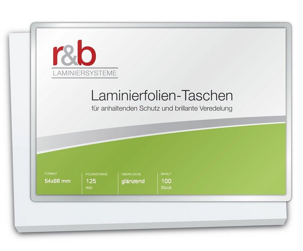 r&b Laminierfolien Credit Card (54 x 86 mm), 2 x 125 mic, glänzend (100 Stück)