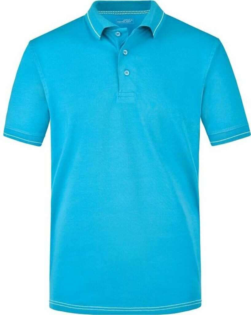 James & Nicholson Elastic Polo-Shirt JN569 aqua/white