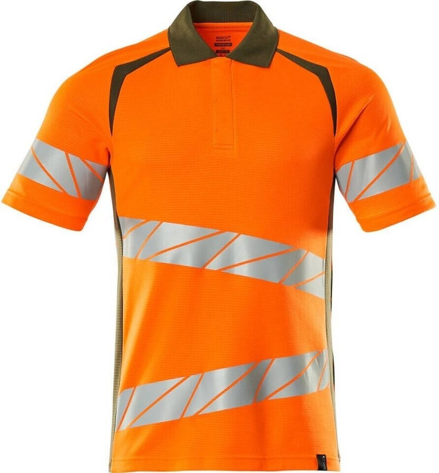 Mascot Workwear Warning protection Polo-Shirt ACCELERATEAFE UV-protection orange/moosgreen