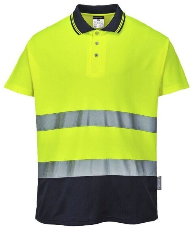 Portwest Warning protection Polo-Shirt S174 Komfort yellow/marine