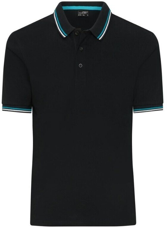 James & Nicholson Polo-Shirt JN1306 black/white/turquoise