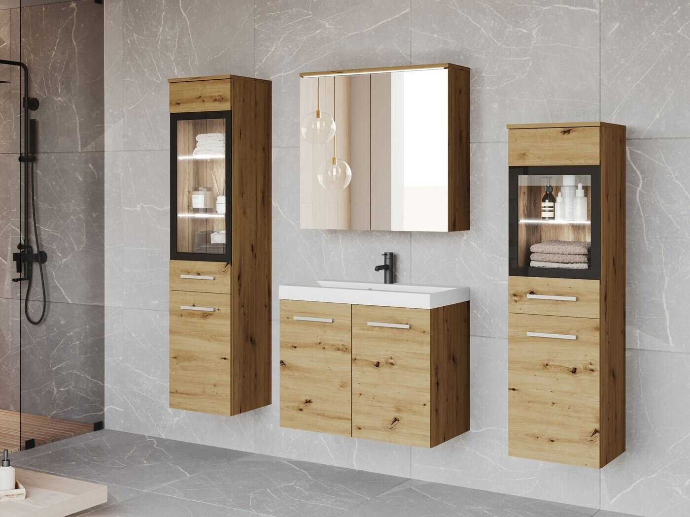 Mirjan24 Badmöbel-Set, Eiche Artisan, Kunststoff, 132x132x30 cm (800000900523) ab 469,00 € (Oktober 2026)