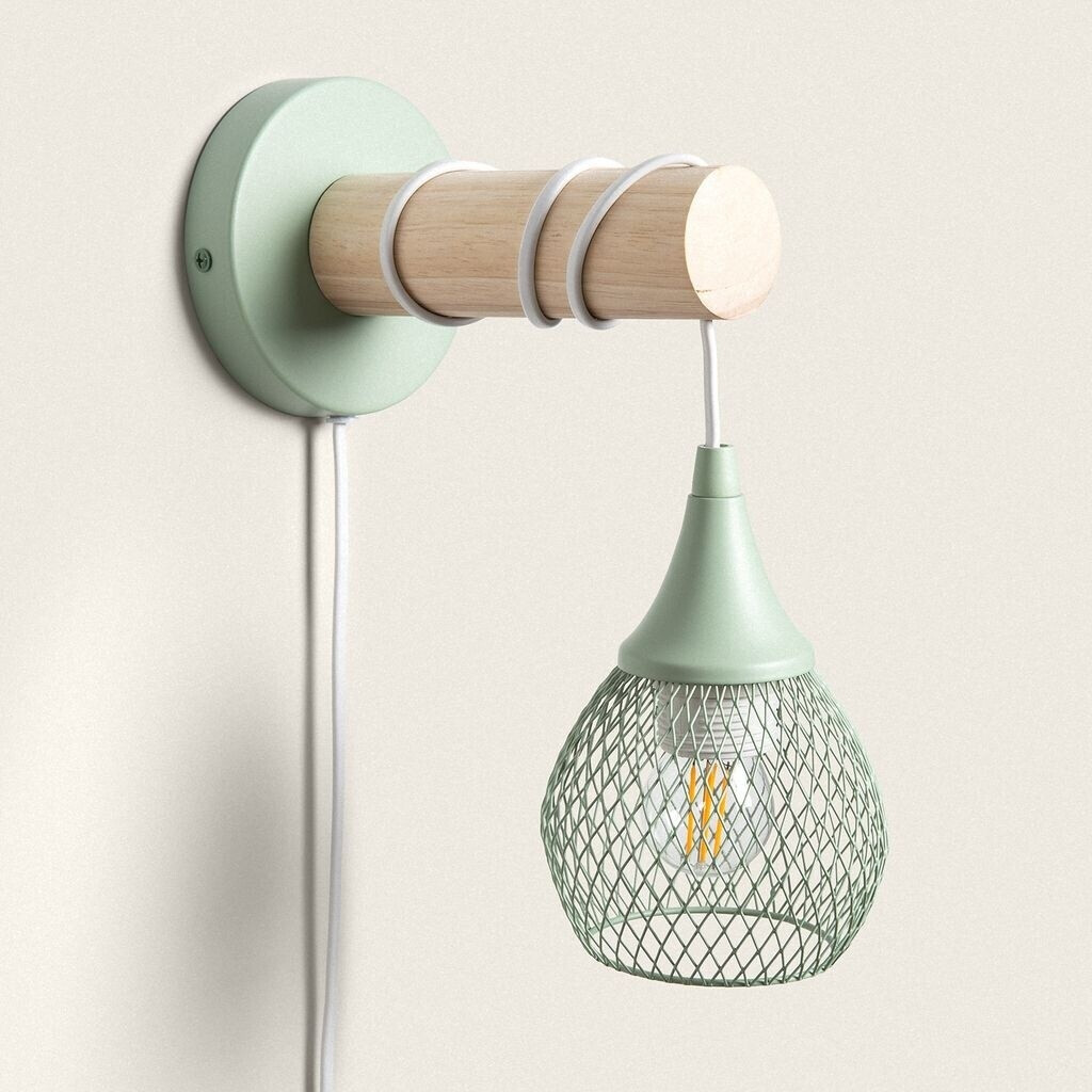 LEDKIA LIGHTING Wall lamp made of wood and metal Monah celadon green