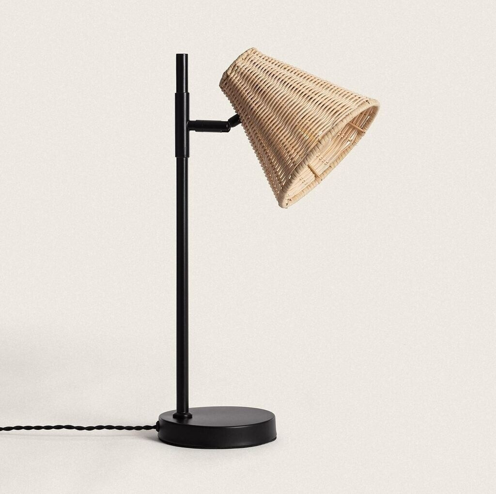 LEDKIA LIGHTING Table lamp metal and rattan Cesto black