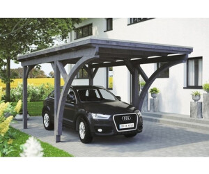 Konsta Einzelcarport Aluminium-Dachplatten inkl. 2 Einfahrtsbögen und H-Anker 304x500 cm schiefergrau