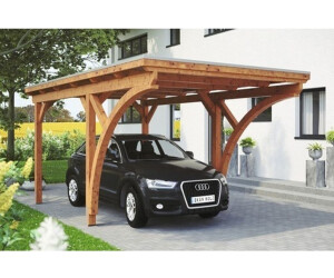 Konsta Einzelcarport Aluminium-Dachplatten inkl. 2 Einfahrtsbögen und H-Anker 304x500 cm eiche hell