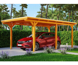 Skan Holz Einzelcarport Emsland inkl. EPDM Folie Pfostenanker 354 x 604 cm eiche hell