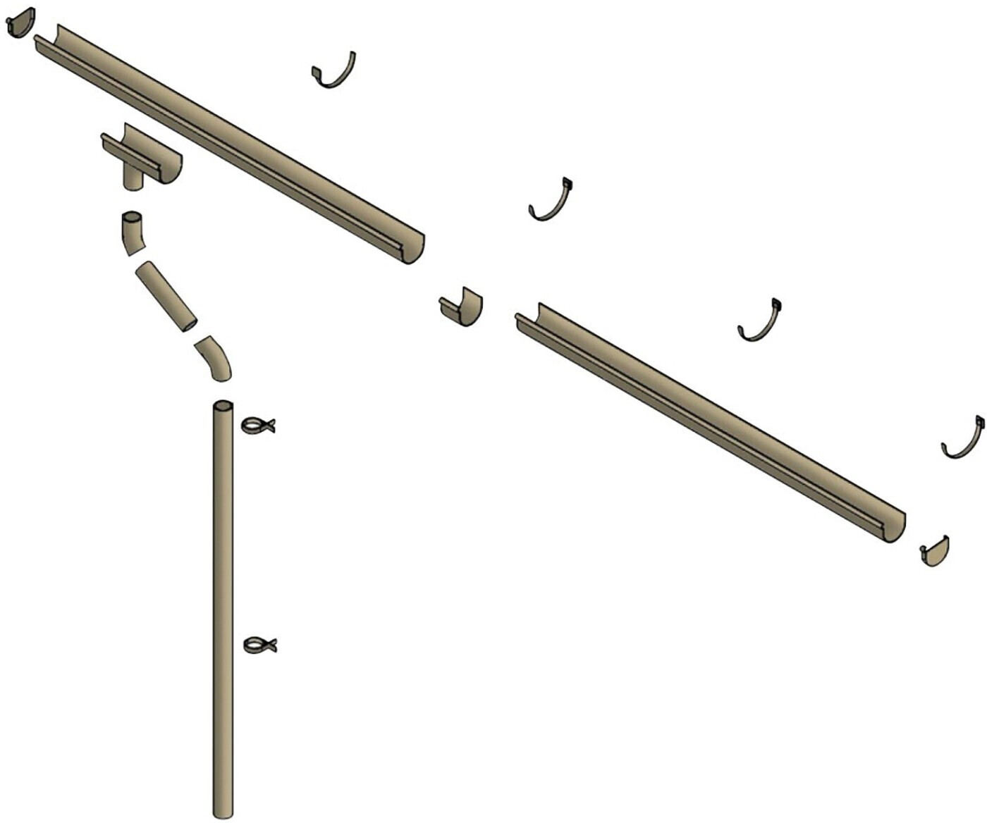 Skan Holz Regenrinnen-Set 1000 cm (2er-Set) PVC braun