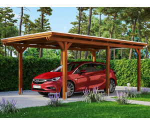 Skan Holz Einzelcarport Emsland inkl. EPDM Folie Pfostenanker 354 x 604 cm nussbaum