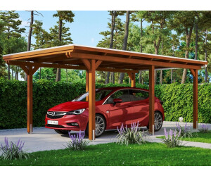 Skan Holz Einzelcarport Emsland inkl. Pfostenanker 354 x 604 cm nussbaum