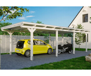 Skan Holz Einzelcarport Emsland inkl. EPDM Folie Pfostenanker 404 x 846 cm weiß