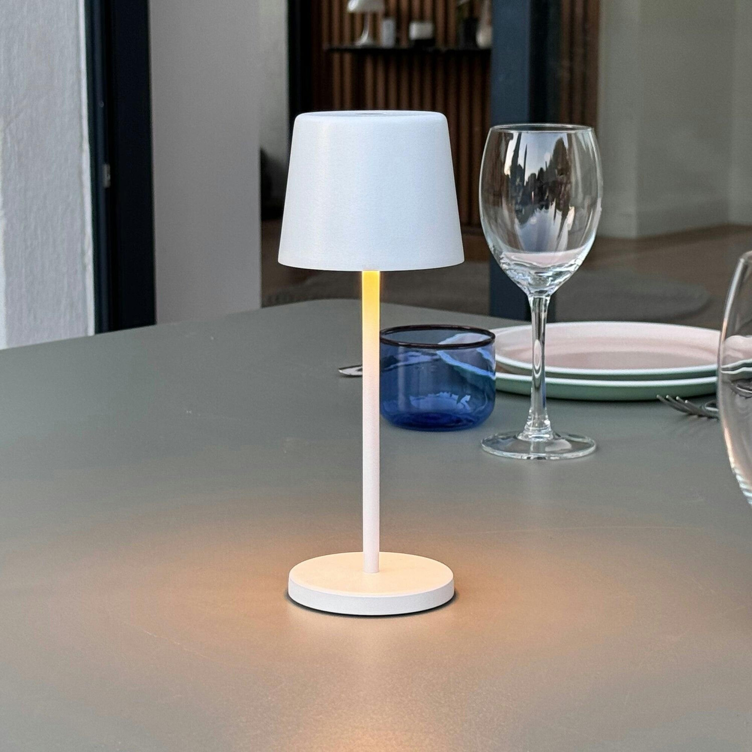 Lumisky KELLY Mini Table Lamp, Wireless, Aluminum, LED, White, Dimmable, Height 22 cm, with Charging Plate, 6 Pieces (6 x KELLY MINI WHITE)