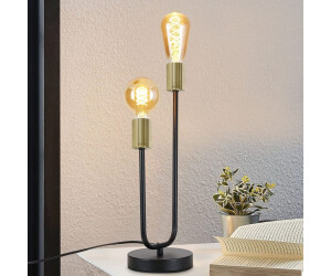 2er-Set Vintage Nachtischlampe Schwarz-Gold Für Wohn- & Schlafzimmer – Retro Flair Pur