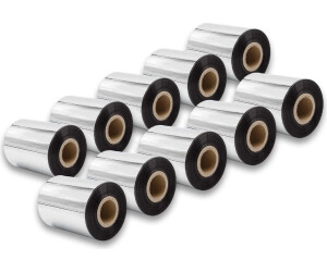 vhbw 10x Thermotransfer-Band kompatibel mit Valentin Genio 104, 144, 216 Etikettendrucker, Wischfest, 80 mm x 300 m, Wachs-Plus Schwarz (145267219-8)