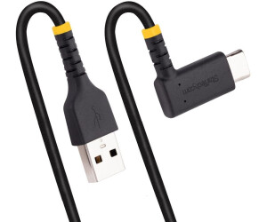 thumbnail image 2 of 1ft (30cm) USB A To C Charging Cable Right Angle - Heavy Duty Fast Charge USB-C Cable - USB 2.0 A To Type-C - Rugged Aramid Fiber - 3A 2 of 14