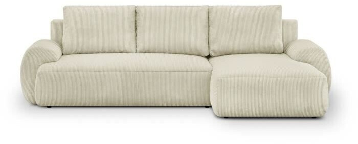 Generique Canapé d'angle droit convertible 3 places velours côtelés beige