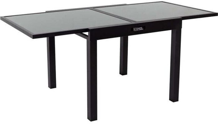 Habitat et Jardin Table de jardin Porto 180 x 90 x 75 cm aluminium verre noir