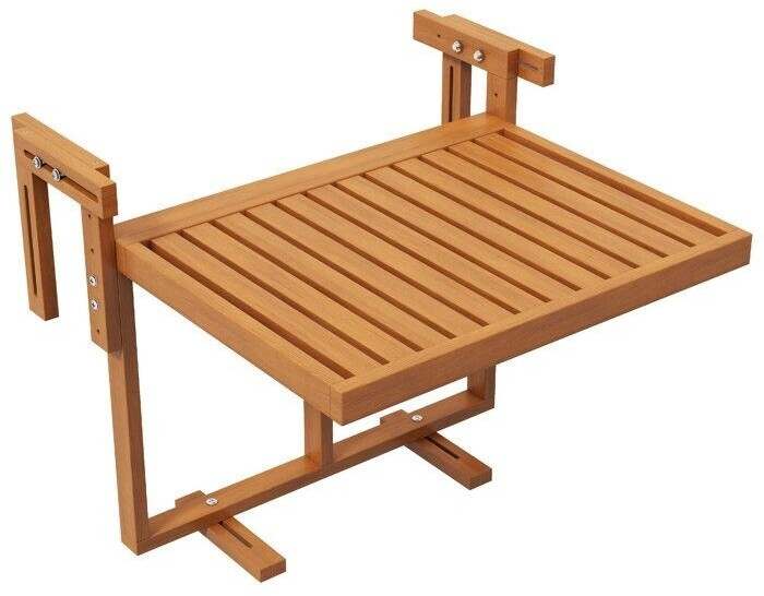 Outsunny Table de balcon rabattable bois de sapin 68 x 65 x 55 cm bois de teck