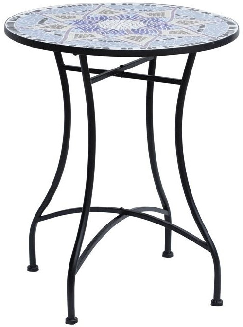 Outsunny Table de jardin bistrot mosaïque métal 60 x 60 x 71 cm noir