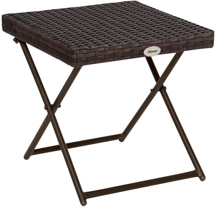 Outsunny Table basse pliante résine tressée 40 x 40 x 40 cm marron