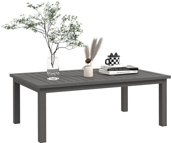 Outsunny Table basse de jardin aluminium 100 x 60 x 37 cm marron