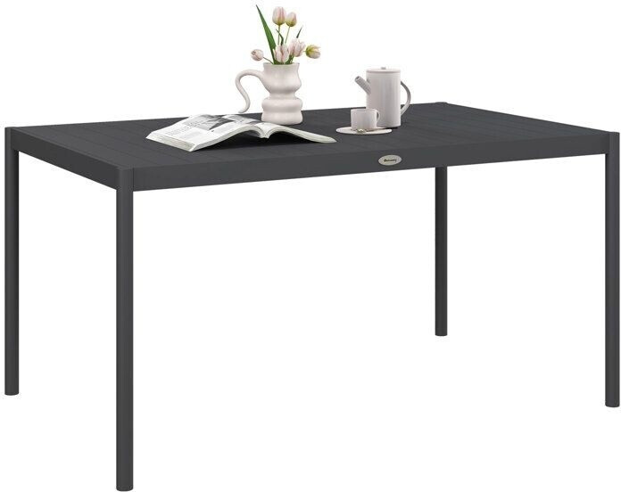 Outsunny Table de jardin rectangulaire pour 6 personnes en aluminium gris