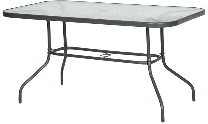 Outsunny Table de jardin rectangulaire en métal époxy et verre 140 x 80 x 70 cm