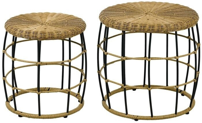 Outsunny Lot de 2 tables basses gigognes en résine tressée aspect rotin