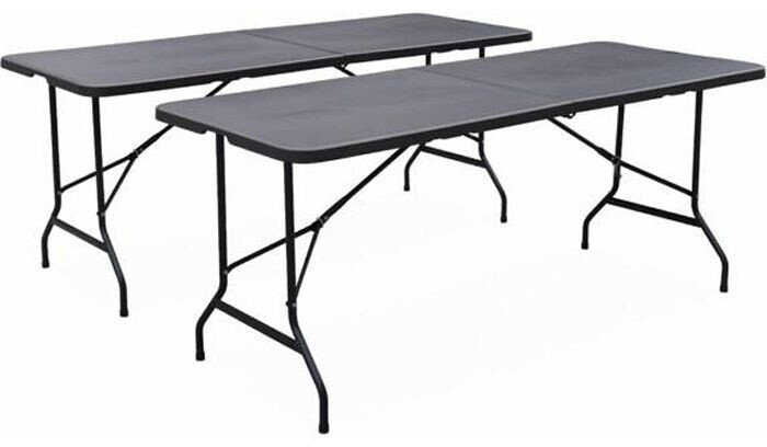 sweeek Table de jardin pliante 180 x 69.5 x 73.5 cm gris