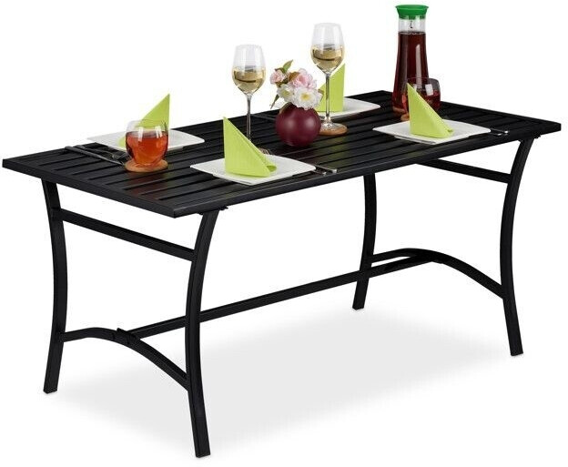 Relaxdays Table de jardin métal 4 personnes 120 x 60 x 55,5 cm noir