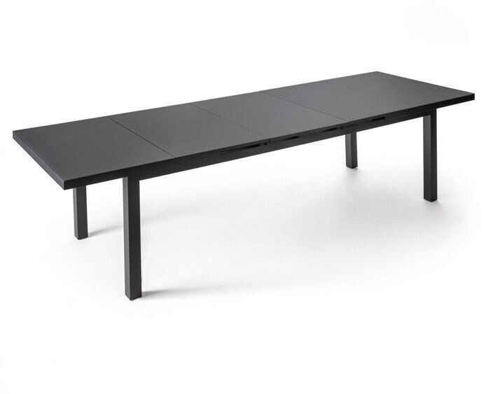 Oviala Table de jardin extensible en aluminium noir 256 x 100 x 74 cm