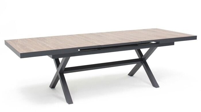 Oviala Table de jardin extensible aluminium céramique 10 personnes beige