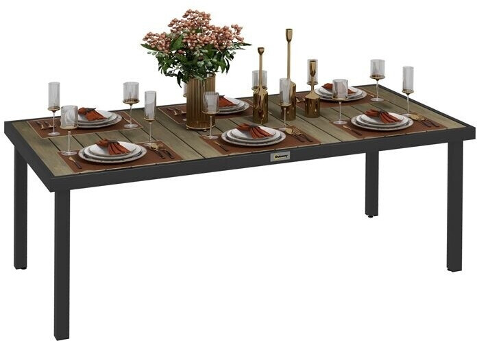 Outsunny Table de jardin aluminium 190 x 90 x 74 cm marron