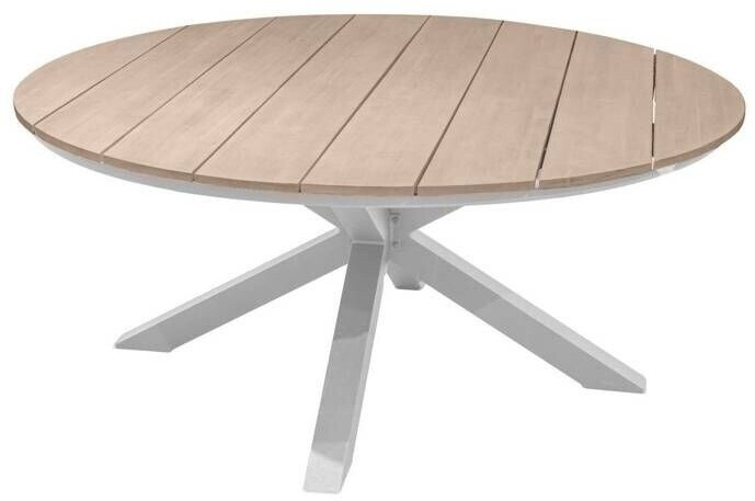 Hespéride Table de jardin ronde Oriengo aluminium acacia FSC blanc