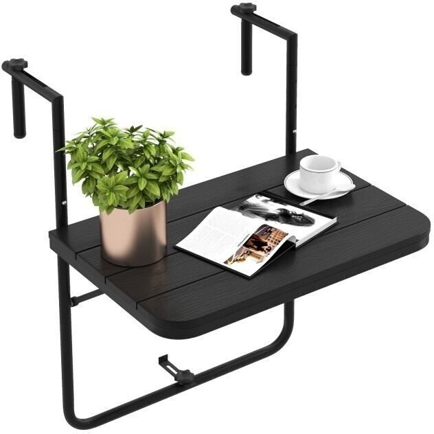 Costway Table balcon pliable HIPS métal 62,5 x 60 cm