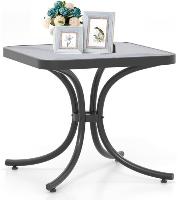 Costway Table d’appoint jardin verre trempé 50 cm