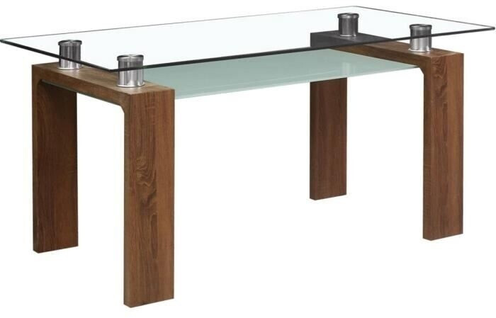 Habitat et Jardin Table de jardin Eva 150 x 80 x 75 cm verre trempé marron laqué