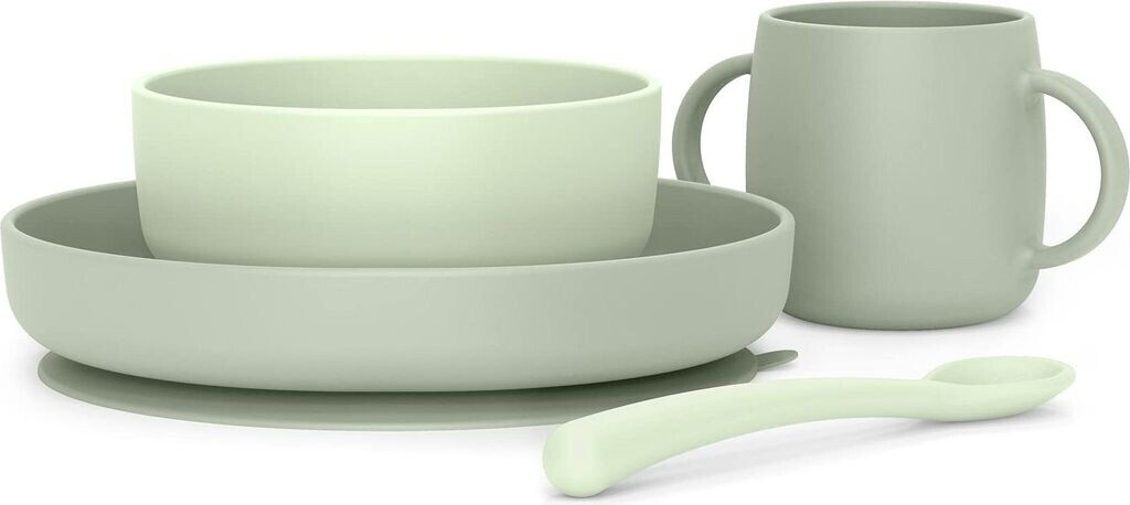 Set Vaisselle Bébé Suavinex - 4 Pièces Silicone Avec Ventouse - Bol, Assiette, Tasse, Cuillère - Compatible Lave-vaisselle